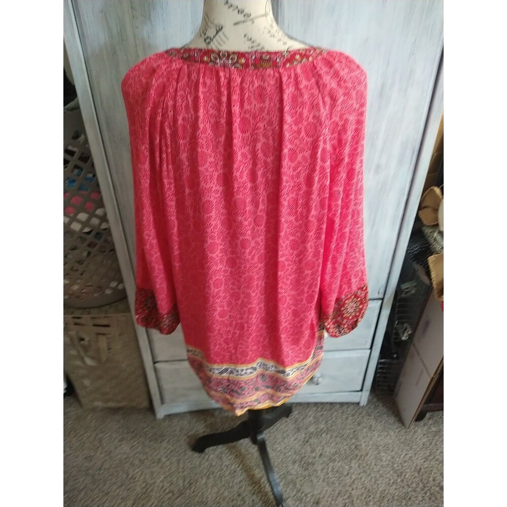 Figueroa & Flower Puff Sleeve Top Xl Boho Multicolor Cottagecore Beachy Feminine - Picture 6 of 9